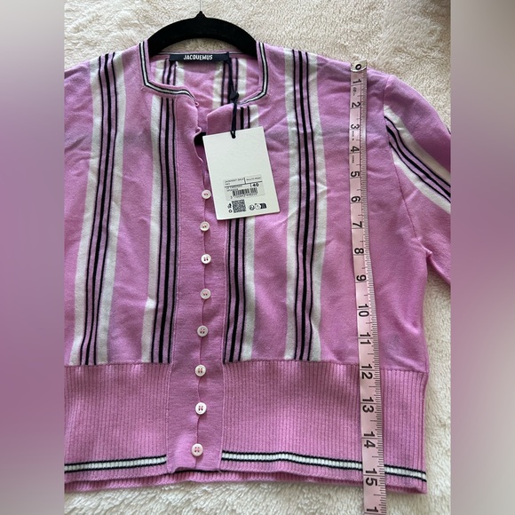 NWT Jacquemus Spiaggia Cropped Wool Cardigan Sweater 40 US8 in Pink Multi - Picture 9 of 17